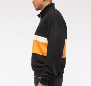 Sudadera de hombre negra con bloques de color, cuello alto, manga larga, casual, con cremallera de un cuarto, para golf - Product Image 5