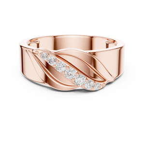 Anillo Clásico para Hombre de Oro Rosa de 14K con Diamante Cultivado en Laboratorio, Diseño de Onda Infinita y Curva Elegante - Product Image 1