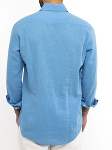Chemise à manches longues boutonnée pour homme, chemises en lin et coton, chemise à manches longues en pur coton pour homme, logo personnalisé - Product Image 3
