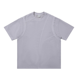 ผู้ผลิตเสื้อยืดแบบแผงต่อผ้าตามสั่ง รับผลิตเสื้อยืดแบบ OEM ตัดเย็บเสื้อยืดแบรนด์ส่วนตัว เสื้อยืดสตรีทแวร์ เสื้อยืดแผงต่อผ้าขนาดใหญ่แบบขายส่ง - Product Image 3