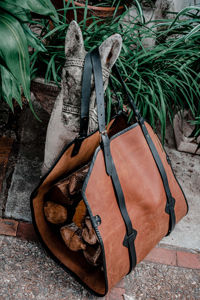 Regalo para el hogar: Porta leños de cuero, bolsa de almacenamiento de leña, bolsa para leña, portaleños de cuero - Product Image 3