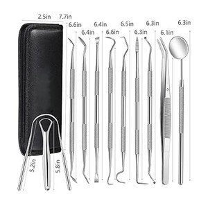 Kit de Visite Dentaire avec Miroir et Sonde en Acier Inoxydable, Pinces, Instruments Chirurgicaux pour Soins Bucco-Dentaires - Product Image 2