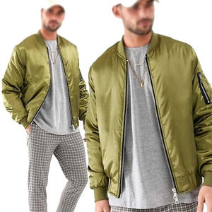 Chaqueta Bomber Casual de Invierno Ecológica de Satén con Cuello Alto, Bordado Deportivo en Poliéster para Hombre - Product Image 5