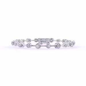 Customized Round Shape Moissanite Diamond <b>Bracelet</b> Bezel Setting 18K Yellow/ White/ Rose Gold Diamond <b>Bracelet</b> for Women - Product Image 4