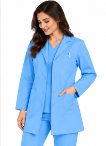 Bata de Laboratorio Blanca Premium para Mujer, Manga Larga, Uniforme Médico, Ligera, Transpirable, de Algodón y Poliéster, para Hospital y Laboratorio - Product Image 5