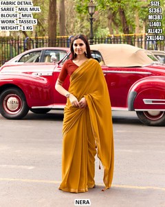 Imperial Embroidered <b>Orange</b> <b>Saree</b> for Women-Traditional Style Wrinkle-Free & Moisture-Wicking - Product Image 2