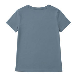 Camiseta de Manga Corta con Cuello en V para Mujer, Color Azul Crepúsculo, Poliéster/Algodón, Ecológica, Precio al por Mayor, Suave y Transpirable de Primera Calidad - Product Image 2