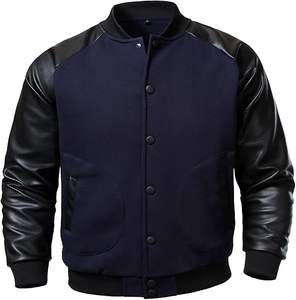 Blouson universitaire unisexe vintage en laine avec logo personnalisé, broderie double boutonnage, style baseball, manches vierges, motif dessin animé en polaire - Product Image 2