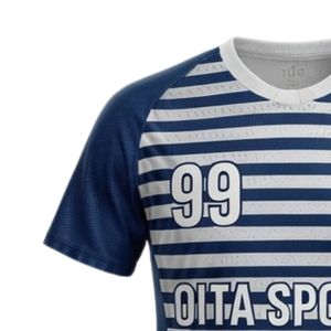 Men <b>Navy</b> White Sublimation Striped Handball Jersey Short Sleeve Polyester Sports Shirt Team Wear Training Match Apparel - Product Image 6