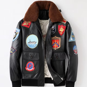 Blouson aviateur vintage personnalisé en laine, col montant, broderie écologique, style rétro pilote, hiver, OEM ODM - Product Image 1