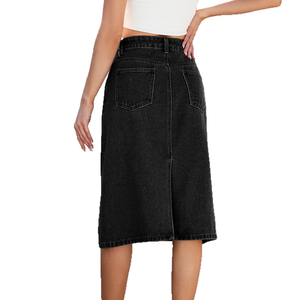 Servicio OEM/ODM, Falda Casual de Mezclilla Tipo Lápiz para Mujer, Uso Diario, Material Suave, 100% Algodón, Secado Rápido, Estilo Ilusión - Product Image 4