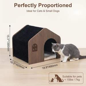 Casa de Madera para Gatos de Interior, Grado E0, No Tóxica, con Cojín Lavable, Mueble Ecológico para Mascotas, Decoración Moderna para el Hogar - Product Image 4