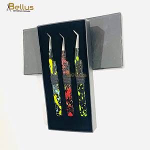 Pinzas para Pestañas Bellus International de 45 Grados con Agarre de Diamante, Herramienta de Extensión de Pestañas de Acero Inoxidable - Product Image 2