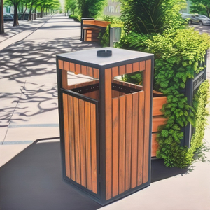 Wood Eco-Friendly Outdoor Waste <b>Bins</b> Without <b>Lid</b> Standing Geometry - Product Image 6