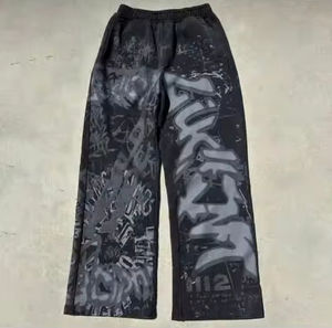 Chándal Unisex con Capucha y Apliques para Hombre, Estilo Desgastado, con Cremallera Completa, Pantalón Acampanado, Lavado Ácido, Invierno-Primavera - Product Image 3