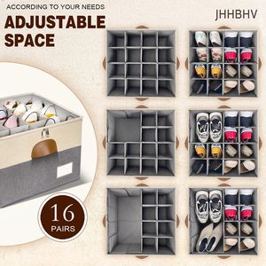 2 Pack Adjustable <b>Shoe</b> Organizer <b>Boxes</b> Large Foldable Storage Bins with Clear Cover Space Saving Closet Solution - Product Image 2