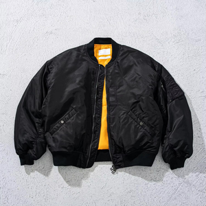 Servicio OEM, Chaqueta Bomber Vintage Personalizada, Bordado Térmico, Cuello Alto, Cierre de Cremallera, Diseño Casual Holgado para Invierno, Chaquetas para Hombre - Product Image 4