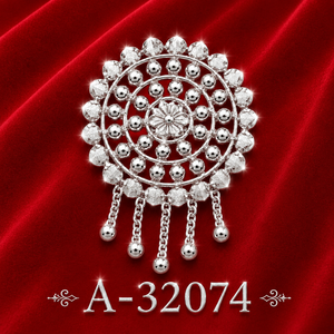 Broche florale plaquée argent avec centre en strass rouge pour femmes, bijoux de fête de mariage A-32070 - Product Image 6