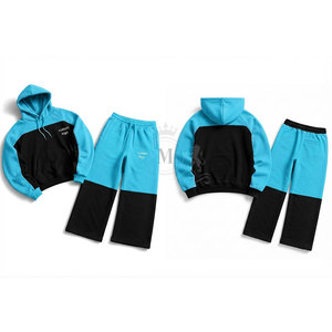 Conjunto Deportivo Unisex con Capucha y Bloques de Color, 100% Algodón, 450 g/m², Sudadera Casual con Bolsillos y Cordón Ajustable - Product Image 3