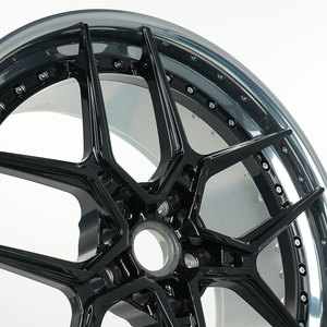 Cerchi Forgiati Personalizzati 5X120 in Due Pezzi con Bordo Lucidato Nero a Razze, Disponibili in 17, 18, 19, 20, 21, <span class=keywords><strong>22</strong></span>, 23, 24 Pollici - Product Image 5