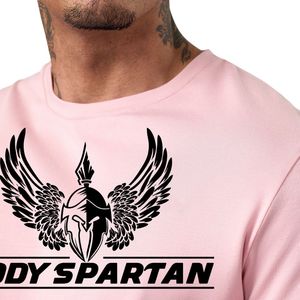 Men’s Light Pink Graphic Print T Shirt Crew Neck Short Sleeve <b>Athletic</b> Gym Workout Training Casual Sportswear Activewear Tee - Product Image 5