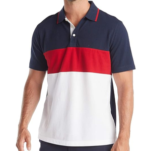Camisa Polo de Manga Corta para Hombre, 100% Algodón Piqué, Diseño Color Block, Casual, para Oficina y Uso Diario - Product Image 1