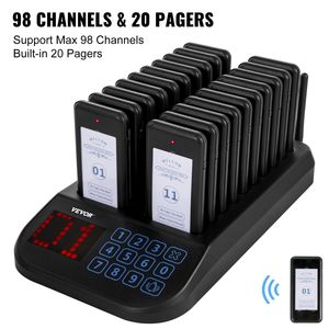 Sistema di chiamata Wireless F103 per ristoranti Hotel 20 cercapersone Max 98 Beepers tastiera Touch vibrazione lampeggiante servizi alberghieri - Product Image 6