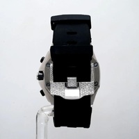 Luxuriöse Herren-Edelstahluhr mit Diamanten 42mm Analog Tachymeter Gummiarmband Saphirglas 30bar Wasserdicht