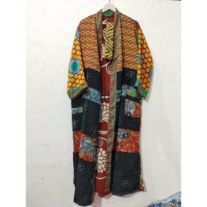 Robe Kimono Maxi Vintage en Soie Recyclée Assortie pour Femme, Élégante, Patchwork, Col en V, Cordon de Serrage, Respirante, Séchage Rapide, Idéale pour l'Été - Product Image 6