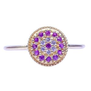 Anillo de Pareja Clásico de Plata de Ley 925 Chapado en Oro con Topacio Rojo para Mujer, Joyería para Bodas - Product Image 2