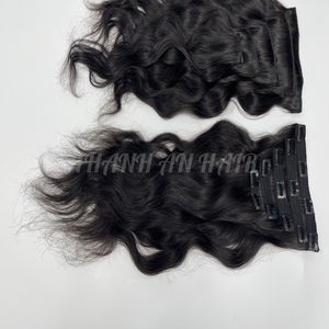 Extensiones de cabello de alta calidad con clip, hechas con cabello virgen vietnamita de calidad superior, sin desprendimiento ni enredos. - Product Image 4