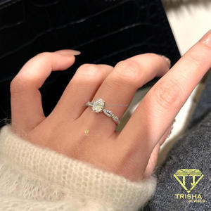 Elegant <b>Oval</b> <b>Moissanite</b> Diamond <b>Ring</b> 925 Sterling Silver Twisted Band Solitaire <b>Engagement</b> Jewelry For Women - Product Image 5