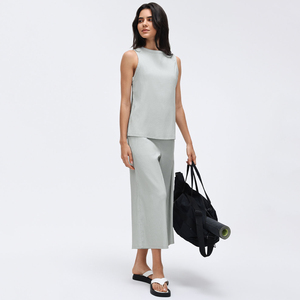 Conjunto de Ropa Deportiva Ligera de Algodón para Mujer, Estilo Urbano, Informal, Lujoso y Moderno, de 2 Piezas, para Verano - Product Image 3