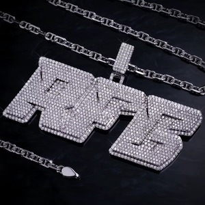 Custom Letter Name Pendant 925 <b>Silver</b> Moissanite Micro Pave Hip Hop Style Men's Jewelry Fully Iced Out Rapper Bling Pendant - Product Image 2