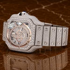 Montre bracelet de luxe haut de gamme en moissanite pour homme, entièrement sertie de pierres - Product Image 3