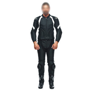 Combinaison de moto en cuir véritable noir et blanc pour course sportive à grande vitesse - Product Image 2
