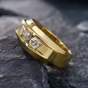 Anillo de Moissanita Vintage de Lujo, Plata de Ley 925, Chapado en Oro Amarillo, Engaste de Garras, Anillo de Boda para Hombre y Mujer, Joyería de Compromiso - Product Image 4