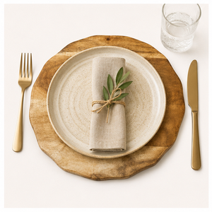 Plato de Madera de Mango Ecológico Hecho a Mano al por Mayor, Bandeja Redonda con Borde Festoneado para Servir en Bodas y Eventos - Product Image 2