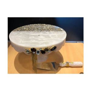 Support à gâteau en résine pour servir les outils en métal Plaque ronde avec support à gâteau en résine époxy Plateau en résine Moule à gâteau - Product Image 1