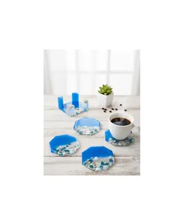 Ensemble de sous-verres élégants en résine avec accents métalliques de 5 mm d'épaisseur pour une décoration de salle à manger moderne, résistants à la chaleur, réutilisables, accessoires pour la maison - Product Image 3