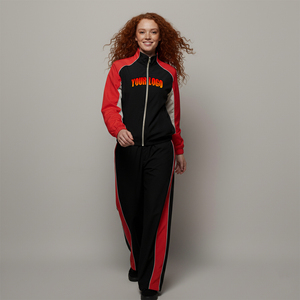 High Quality Unisex <b>Black</b> Red Solid Eco-Friendly 100% Nylon 2 1 Design <b>Windbreaker</b> Tracksuit Drawstring Closure Sporty Track - Product Image 1