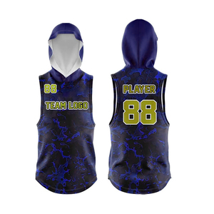 OEM Service Custom Sublimated Basketball Uniform Blue Camo Water Marble Hooded <b>Tank</b> Top Shorts Set Team Logo Print - Product Image 4