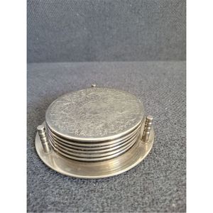 Ensemble de sous-verres en métal vintage de qualité supérieure avec support, sous-verres décoratifs en relief pour la maison, le bar, l'hôtel, la vaisselle de cuisine - Product Image 1