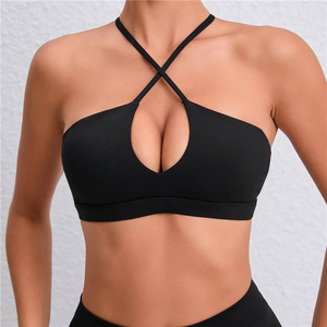 Soutien-gorge de sport sans couture pour femme, bretelles croisées, maintien moyen, vêtements de yoga, blanc - Product Image 2