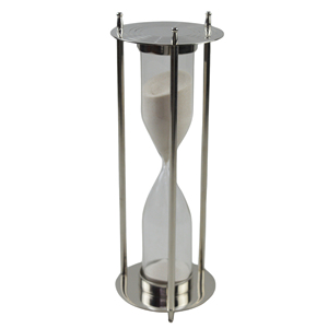 Sablier vintage personnalisé en laiton finition chromée, design nautique, sable blanc, horloge artisanale, souvenir de baptême - Product Image 2