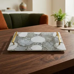 Rectangular Marble Serving Tray Handmade Modern Design <b>Decorative</b> <b>Plate</b> for Home Tableware - Product Image 1