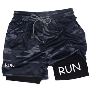 กางเกงวิ่งออกกำลังกายผู้ชายแบบ 2 in 1 สองชั้น ระบายอากาศได้ดี ขายส่ง กางเกงออกกำลังกายแห้งเร็ว มีกระเป๋าซิป - Product Image 5