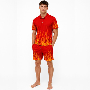 Ensemble polo et short de luxe pour homme, coton premium, confortable, tenue d'été deux pièces, logo personnalisé - Product Image 1