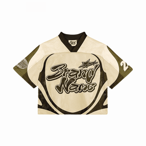 Top de moda unisex de corte holgado de malla, estilo casual oversize, para streetwear, con estampado personalizado, OEM ODM, directo de fábrica, corto - Product Image 5