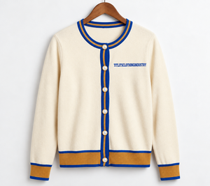 Pulls à col en V de haute qualité très demandés pour les sororités, les fraternités, les écoles, les collèges, les universités, avec logos, cardigans tricotés - Product Image 1